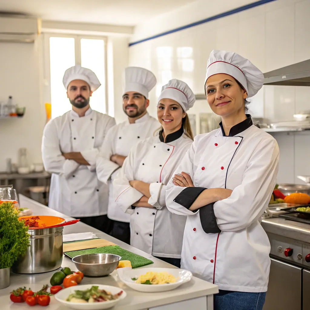 Team of professional cooking instructors